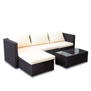 Sarantino 5pc Modular Outdoor Lounge Set PE Rattan – Brown