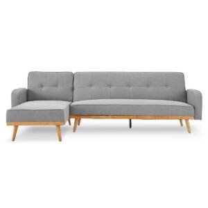 Sarantino 3-Seater Corner Sofa Bed with Chaise Lounge – Light Grey