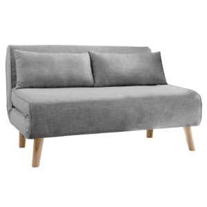 Sarantino 2-Seater Adjustable Sofa Bed Lounge Faux Linen – Grey