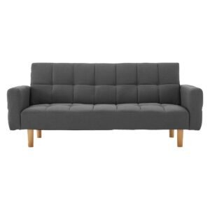 Sarantino 3-Seater Fabric Sofa Bed Futon – Dark Grey