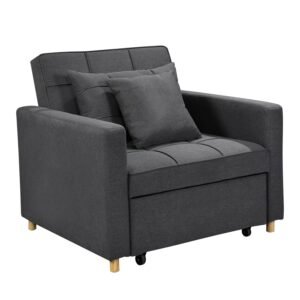 Sarantino Suri 3-in-1 Convertible Lounge Chair Bed – Dark Grey