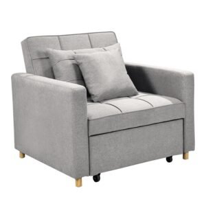 Sarantino Suri 3-in-1 Convertible Sofa Chair Bed Lounger – Light Grey