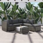 Ottoman-Style Outdoor Lounge Set in Grey