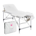 Aluminium Portable Beauty Massage Table Bed 3 Fold 70cm White