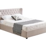 Cambridge Tan Beige Linen Tufted Bed - king