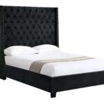 Ella Black Velvet Winged Bed 180cm - King