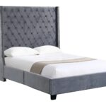 Ella Grey Velvet Winged Bed 180cm - King