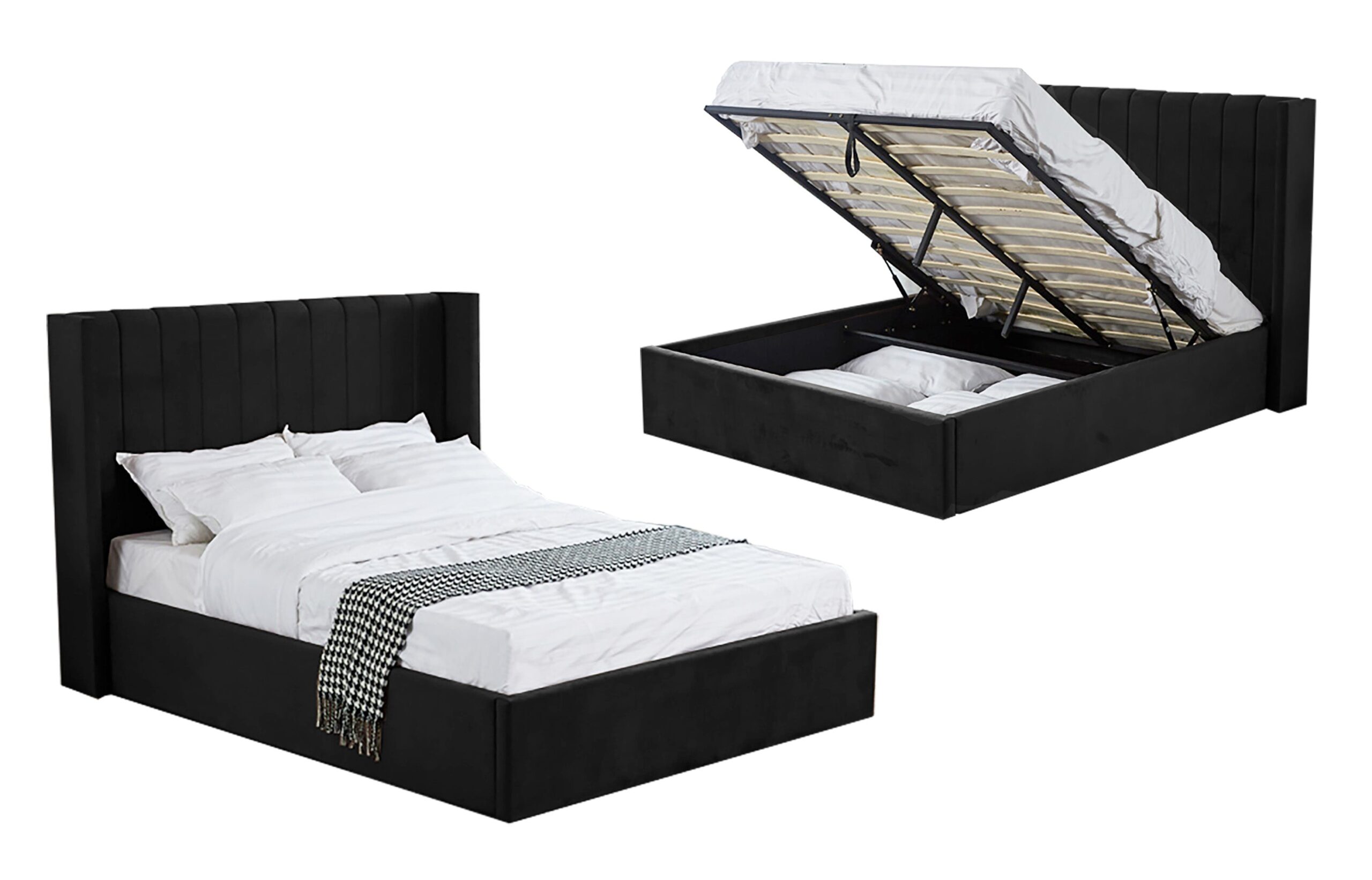 Hilton Black Velvet Gas Lift Bed – King