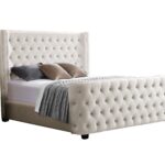 Milan Cream Velvet Tufted  Headboard and End board Bed Frame - Queen