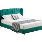 Vienna Peacock Green Velvet Bed - Double