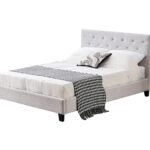 Winston Light Grey Velvet Tufted Bed - Double