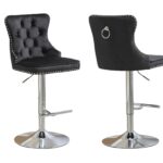 Sahara Black Barstool with Silver Stand -Set of 2