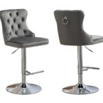 Sahara Dark Grey Barstool with Silver Stand -Set of 2