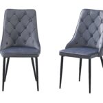 Button Tufted Grey Dining Chairs -Set of 4