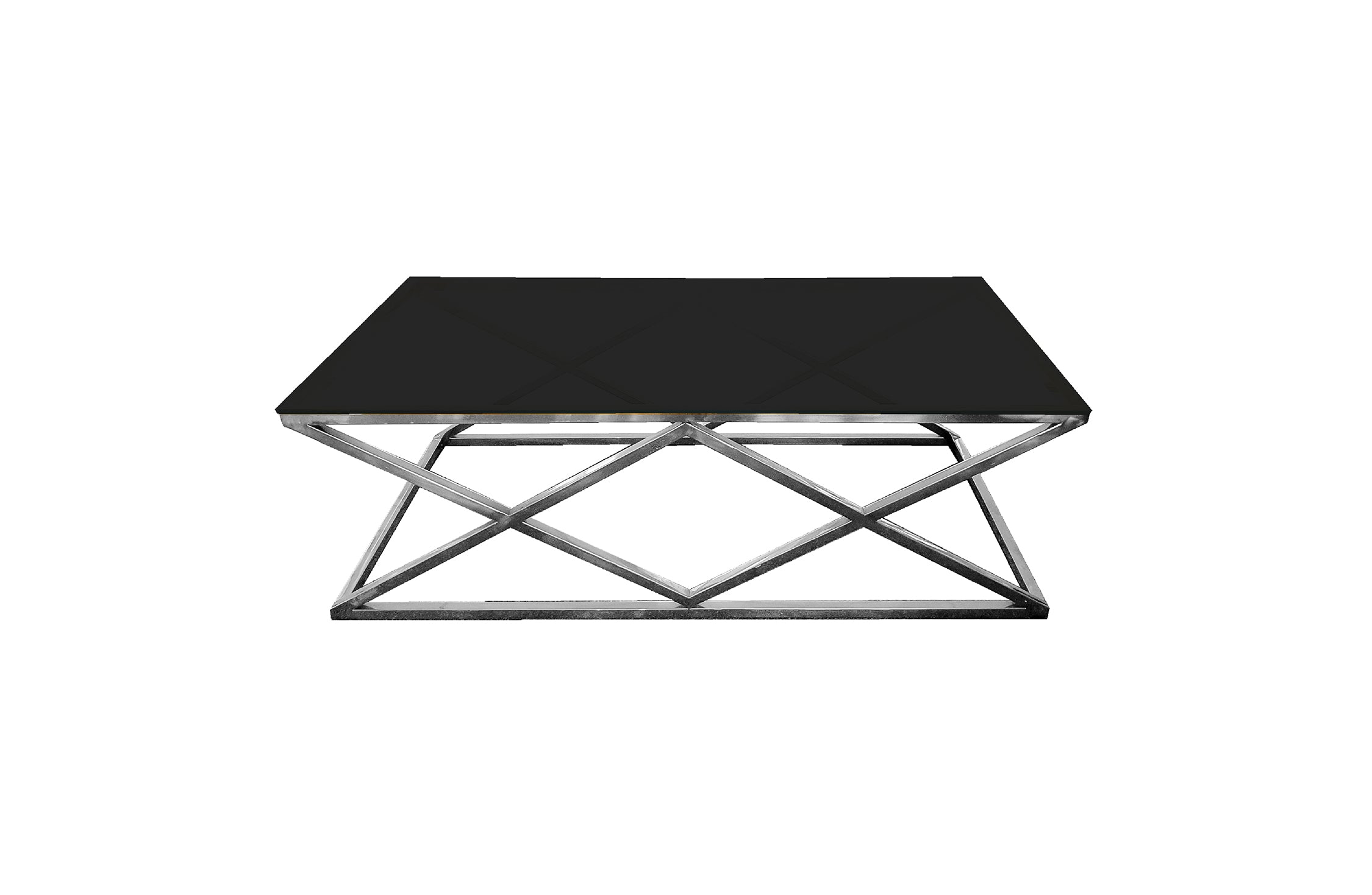 Alsea Coffee Table Silver Base – Black Glass