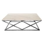 Alsea Coffee Table Silver Base - White Marble