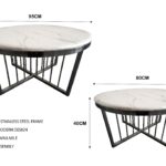 Salina Coffee Table 80cm Black Base - White Marble