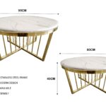Salina Coffee Table 80cm Gold Base - White Marble