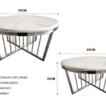 Salina Coffee Table 80cm Silver Base - White Marble