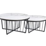 Salina Coffee Table 90cm Black Base  - White Marble