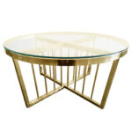 Salina Coffee Table 90cm Gold Base - Clear Glass