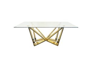 Roula Gold Dining Table – Clear Glass – 240cm x 110cm