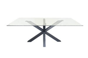 Miles Black With Clear Glass Dining Table – 90cm x 180cm