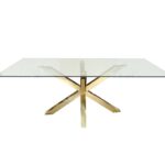 Miles Gold With Clear Glass Dining Table - 90cm x 180cm