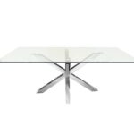 Miles Silver With Clear Glass Dining Table - 90cm x 180cm