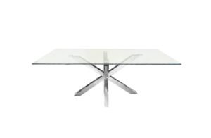 Miles Silver With Clear Glass Dining Table – 90cm x 180cm