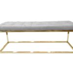 Holly Ottoman Gold Base - Light Grey Seat