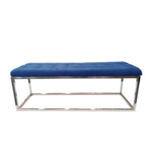 Holly Ottoman Silver Base – Blue Seat