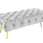 Shirley Ottoman Light Grey Velvet