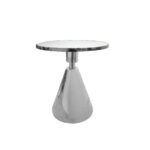 Glam Silver 50cm Side Table - White Marble