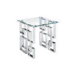 Royale Silver Side Table -Clear Glass