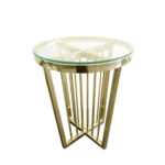 Salina Side Table 45cm Gold Base - Clear Glass