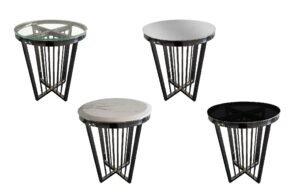 Salina Side Table 45cm Black Base – White Marble