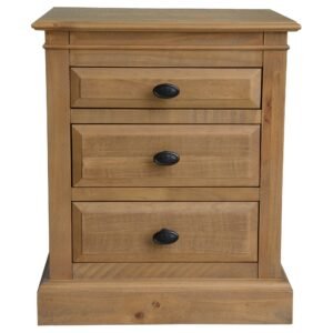 Jade Bedside Tables 3 Drawers Storage Cabinet End Nightstand Table – Natural