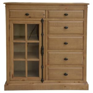 Jade Tallboy 6 Chest of Drawers 1 Door Bed Storage Cabinet Stand – Natural