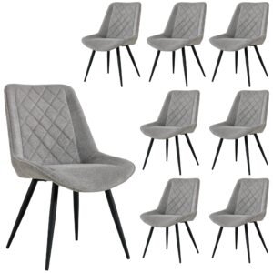 Helenium Dining Chair Set of 8 Fabric Seat with Metal Frame – Granite