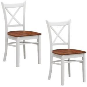Lupin Dining Chair Set of 2 Crossback Solid Rubber Wood Furniture – White Oak