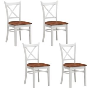 Lupin Dining Chair Set of 4 Crossback Solid Rubber Wood Furniture – White Oak