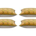 Pack of 4 Duffy Mustard and Grey Square Cushion Covers