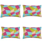 Pack of 4 Geo Green Geometric Design Rectangle 40x60cm Cushion Covers