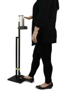 Lirash Touch Free Hand Sanitiser Dispenser Station Floor Stand Foot Operated – Gold Black