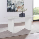 Dining Table Sintered Stone Top MDF Table Base High Glossy White