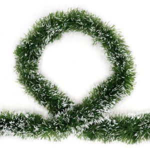 5x 2.5m Christmas Tinsel Xmas Garland Sparkly Snowflake Party Natural Home D√©cor, Snow Tips in Green