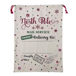 50x70cm Canvas Hessian Christmas Santa Sack Xmas Stocking Reindeer Kids Gift Bag, Cream – Snowflakes Delivery
