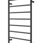 Premium Matte Black Heated Towel Rack - 8 Bars, Round Design, AU Standard, 1000x620mm Wide