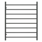 Premium Matte Black Heated Towel Rack - 8 Bars, Round Design, AU Standard, 1000x850mm Wide